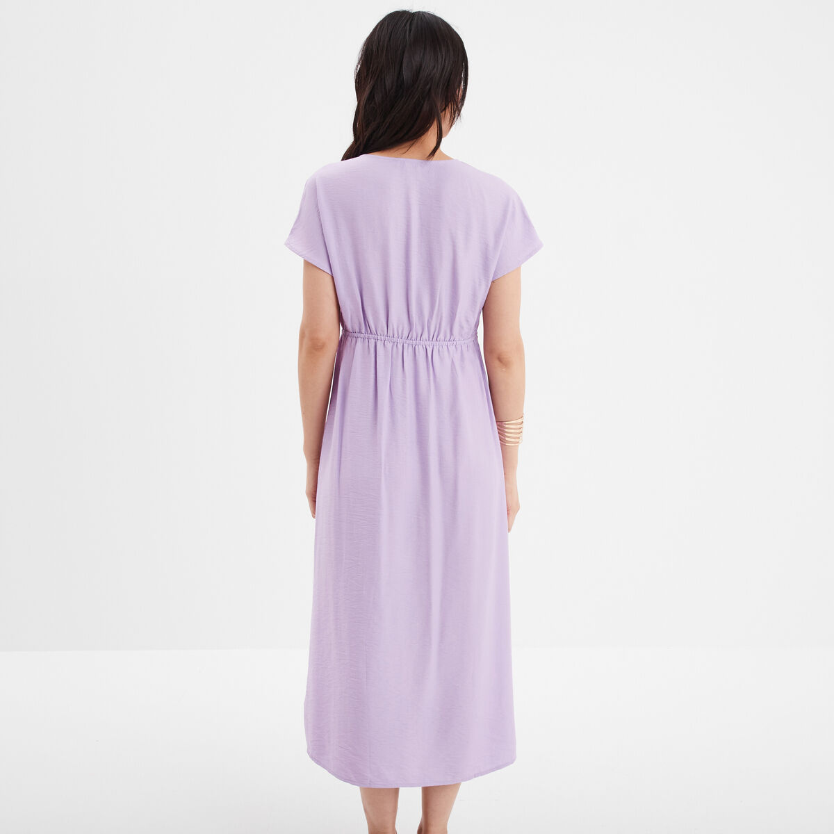 Robe midi fendue avec col cache-coeur parme femme