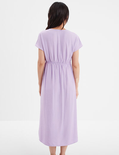 Robe midi fendue avec col cache-coeur parme femme