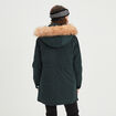 Parka avec capuche fourrure vert foncé femme
