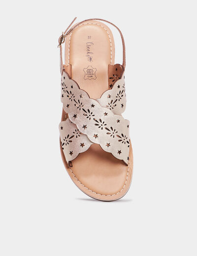 Sandales perforations en cuir Creeks jaune or fille