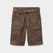 Bermuda cargo c&ocirc;tel&eacute; coton ceintur&eacute; marron fonc&eacute; homme