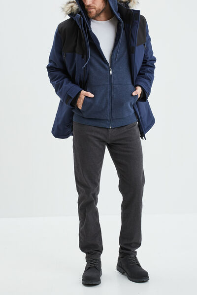 Sweat zippé à capuche bleu marine homme