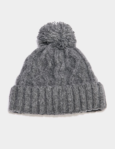 Bonnet à pompon gris foncé garçon