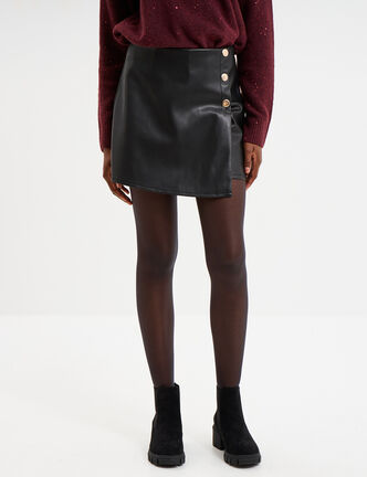 Jupe-short simili cuir noir femme