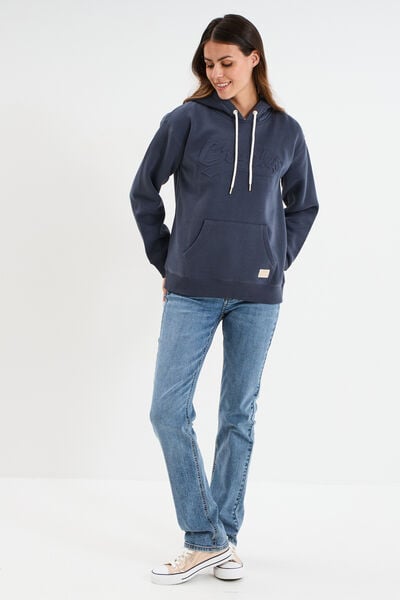 Sweat &agrave; capuche hoodie bleu fonc&eacute; femme