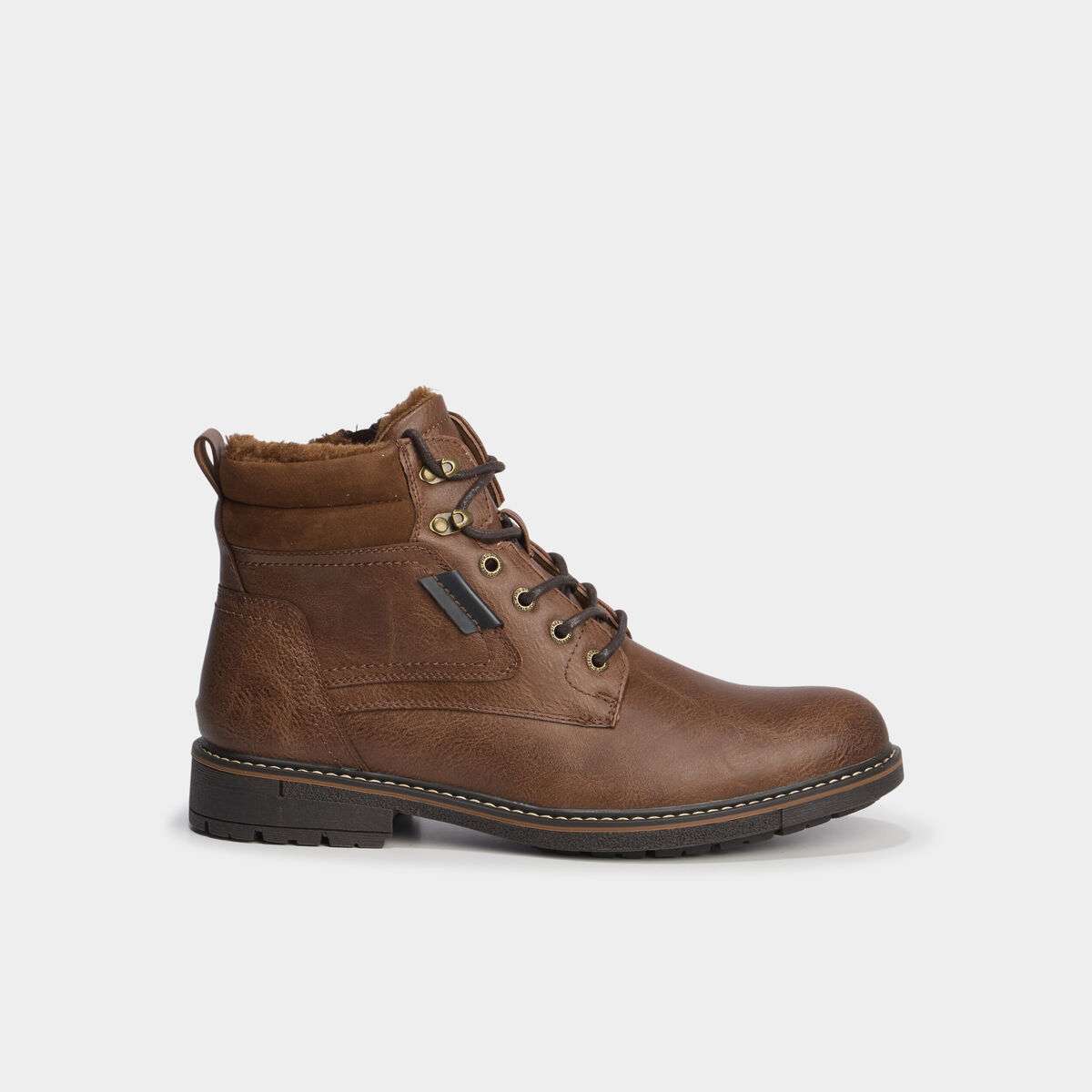 Bottines montantes zipp&eacute;es &agrave; lacets marron homme
