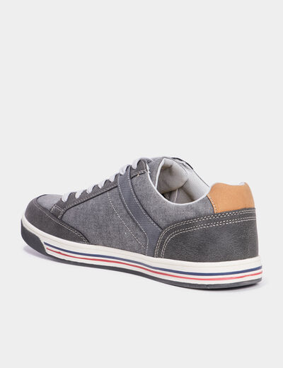 Tennis toile à lacets gris homme