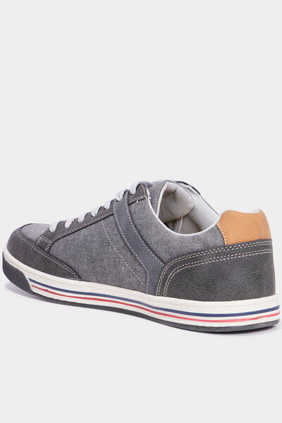 Tennis toile &agrave; lacets gris homme