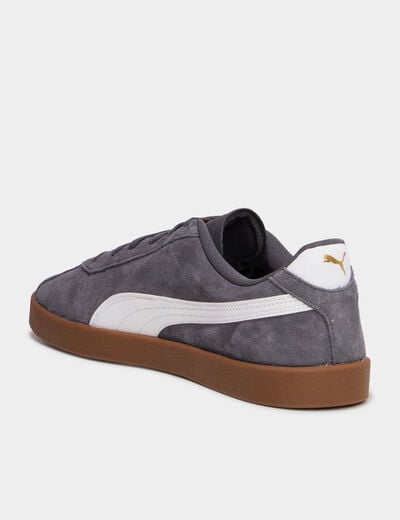 Baskets &agrave; lacets en cuir Puma Club II gris fonc&eacute; homme