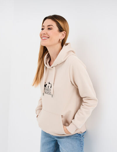 Sweat hoodie 1 poche Le Roi lion sable femme