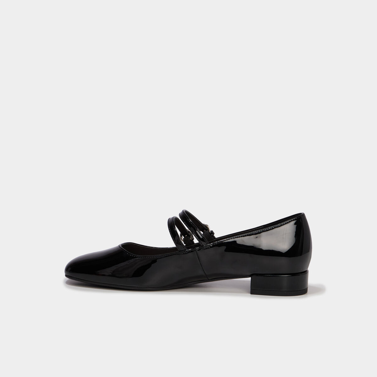 Ballerine femme effet verni double bride noir femme