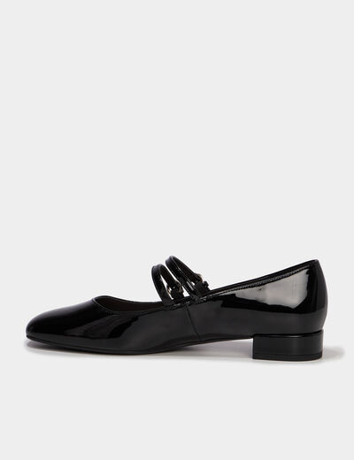 Ballerine femme effet verni double bride noir femme