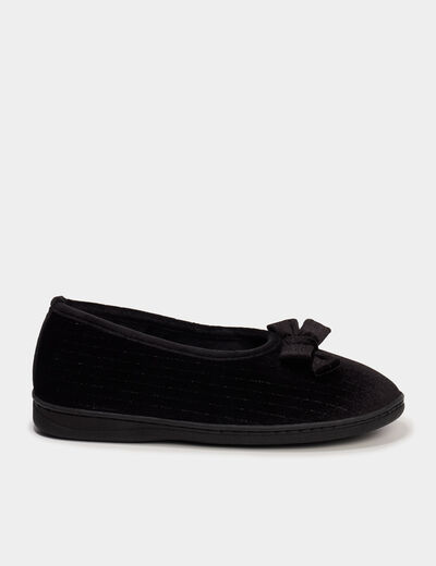 Chaussons ballerines avec noeuds noir femme