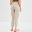 Pantalon droit fluide en mélange de lin beige femme