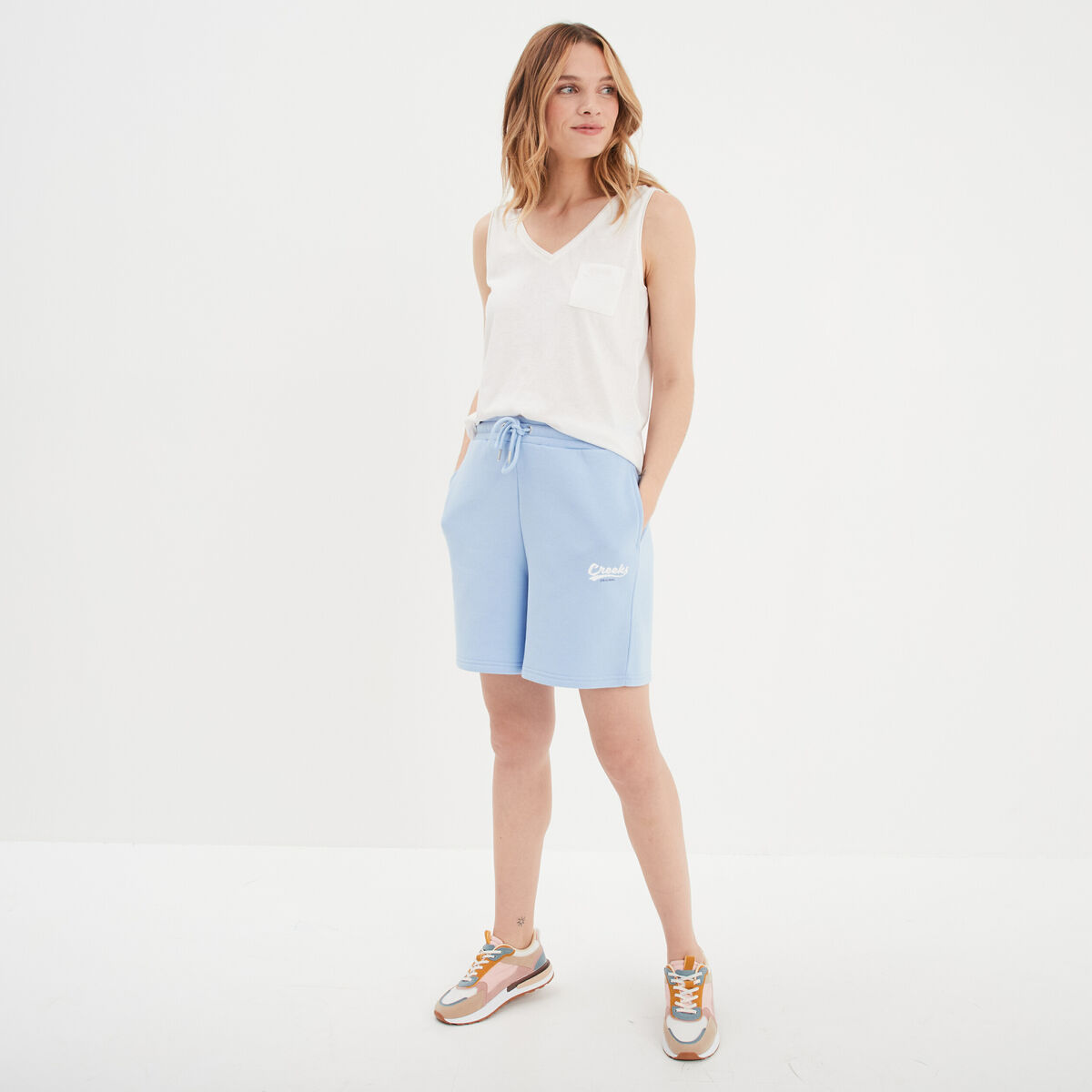 Short de jogging à coulisse Creeks bleu clair femme