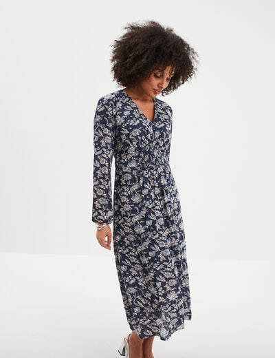 Robe midi fluide et évasée Creeks bleu marine femme