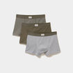 Lot 3 boxers coton stretch vert kaki homme