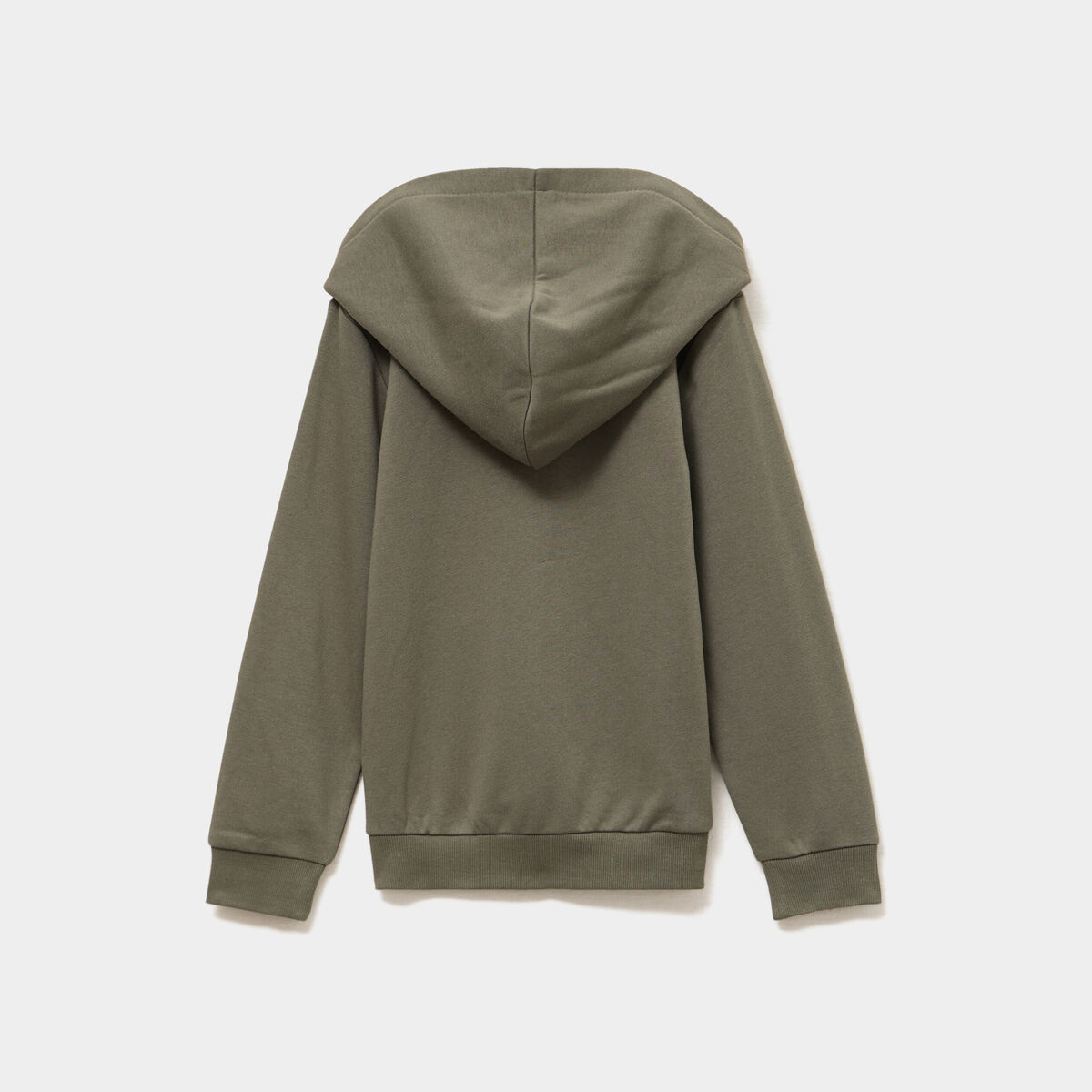 Sweat zipp&eacute; &agrave; capuche en molleton vert kaki gar&ccedil;on