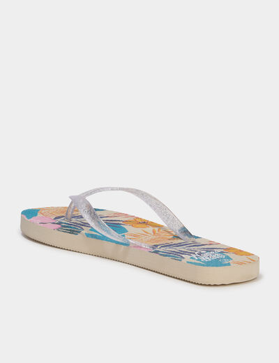 Tongs entredoigts &agrave; paillettes multicolore femme