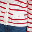 Gilet effet ajour&eacute; manches longues coton ecru femme