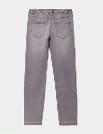 Jegging stretch élastiqué en molleton denim gris fille
