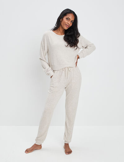 Sweat manches longues chiné sable femme