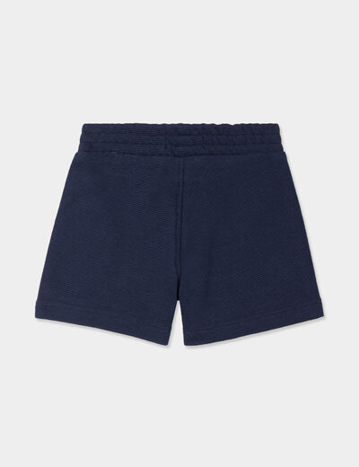 Short avec noeud taille élastiquée coton bleu marine bébé garçon