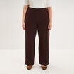 Pantalon large taille haute marron fonc&eacute; femme grande taille