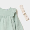 Ensemble 3 pi&egrave;ces en gaze de coton vert pastel b&eacute;b&eacute; fille