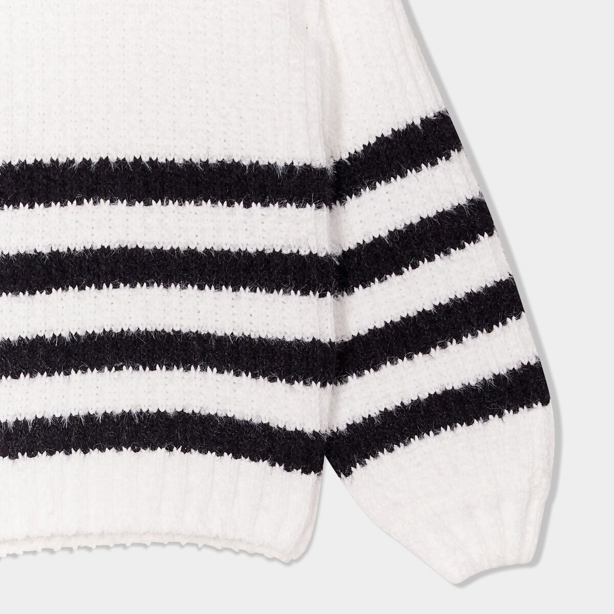 Pull col rond manches ballons ivoire fille