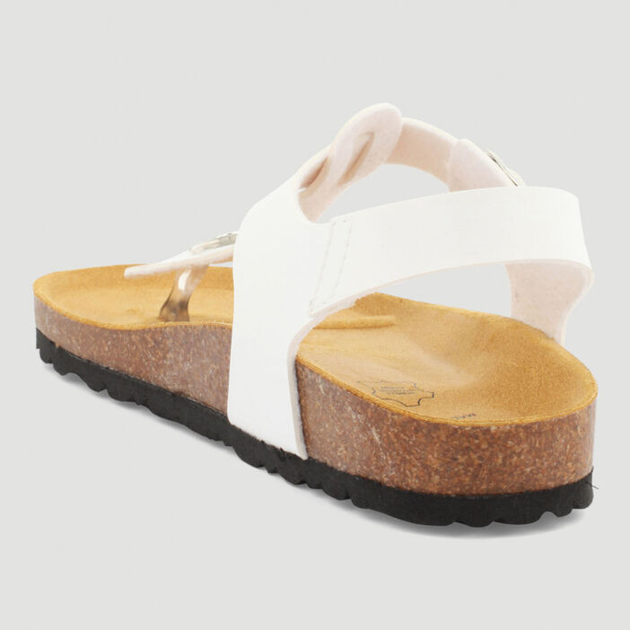 Sandales entre-doigt semelle liège femme blanc