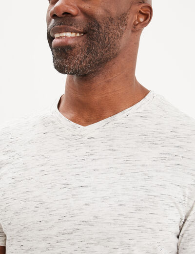 T-shirt droit col en V Liberto blanc homme