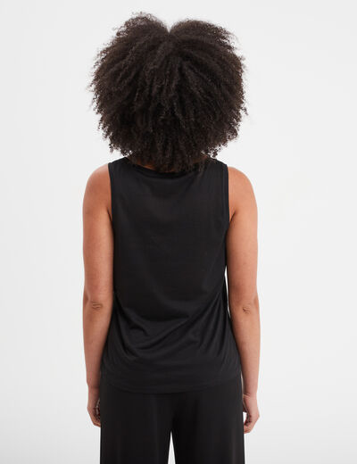 Débardeur col en V noir femme