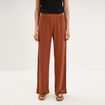 Pantalon large effet crochet &eacute;lastiqu&eacute; camel femme