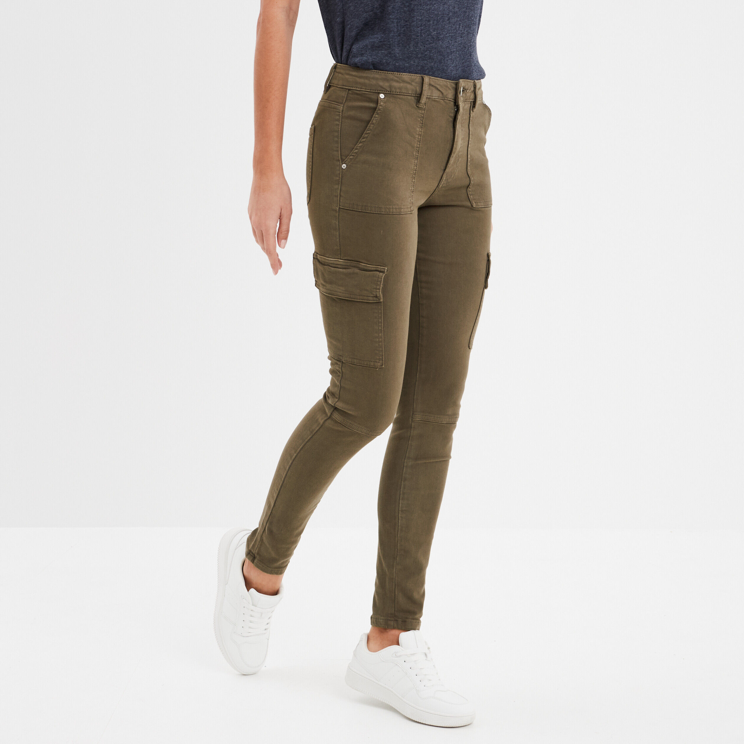 Pantalon cargo skinny 7/8ème Liberto marron foncé femme LIBERTO