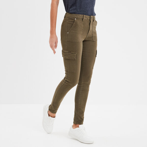 Pantalon cargo skinny 7/8ème Liberto marron foncé femme
