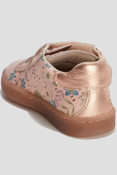 Baskets montantes à scratchs en cuir multicolore bébé fille