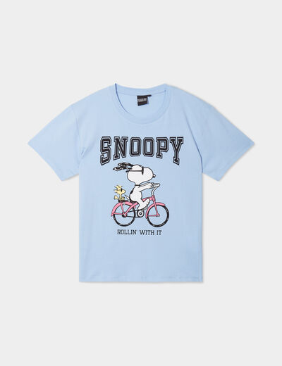 T-shirt manches courtes Snoopy bleu femme