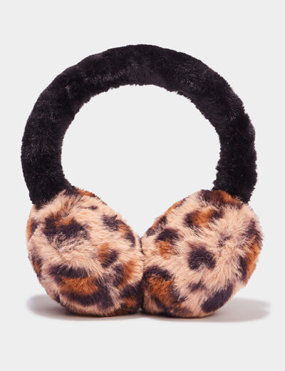 Cache-oreilles fausse fourrure camel femme