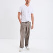 Pantalon chino mélange lin coton gris homme