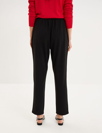 Pantalon carotte taille &eacute;lastiqu&eacute;e noir femme