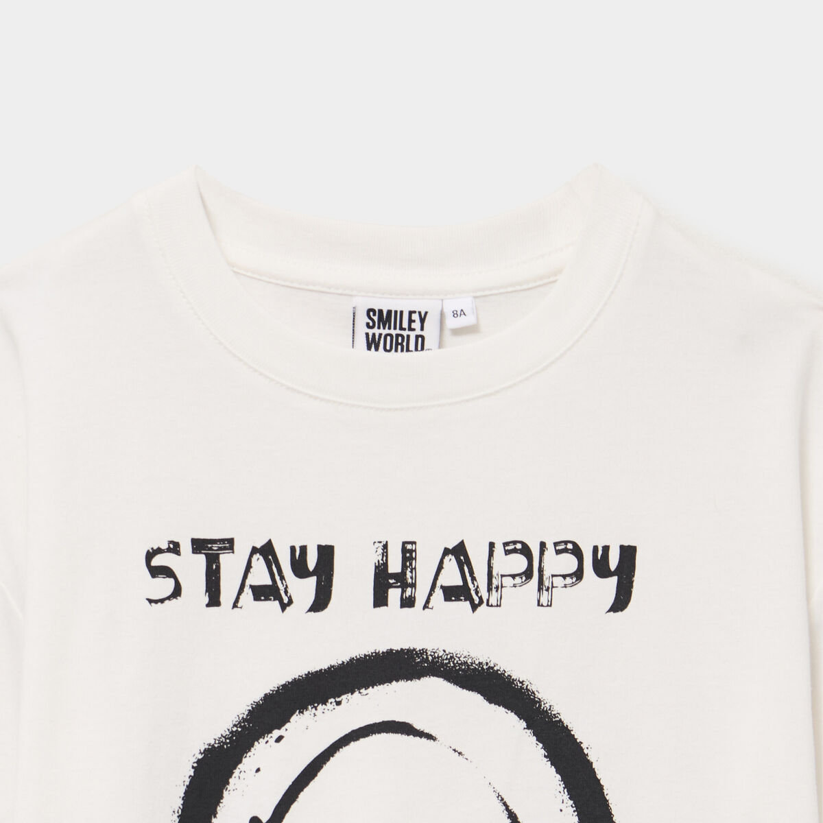 T-shirt col rond coton Smiley World ivoire gar&ccedil;on