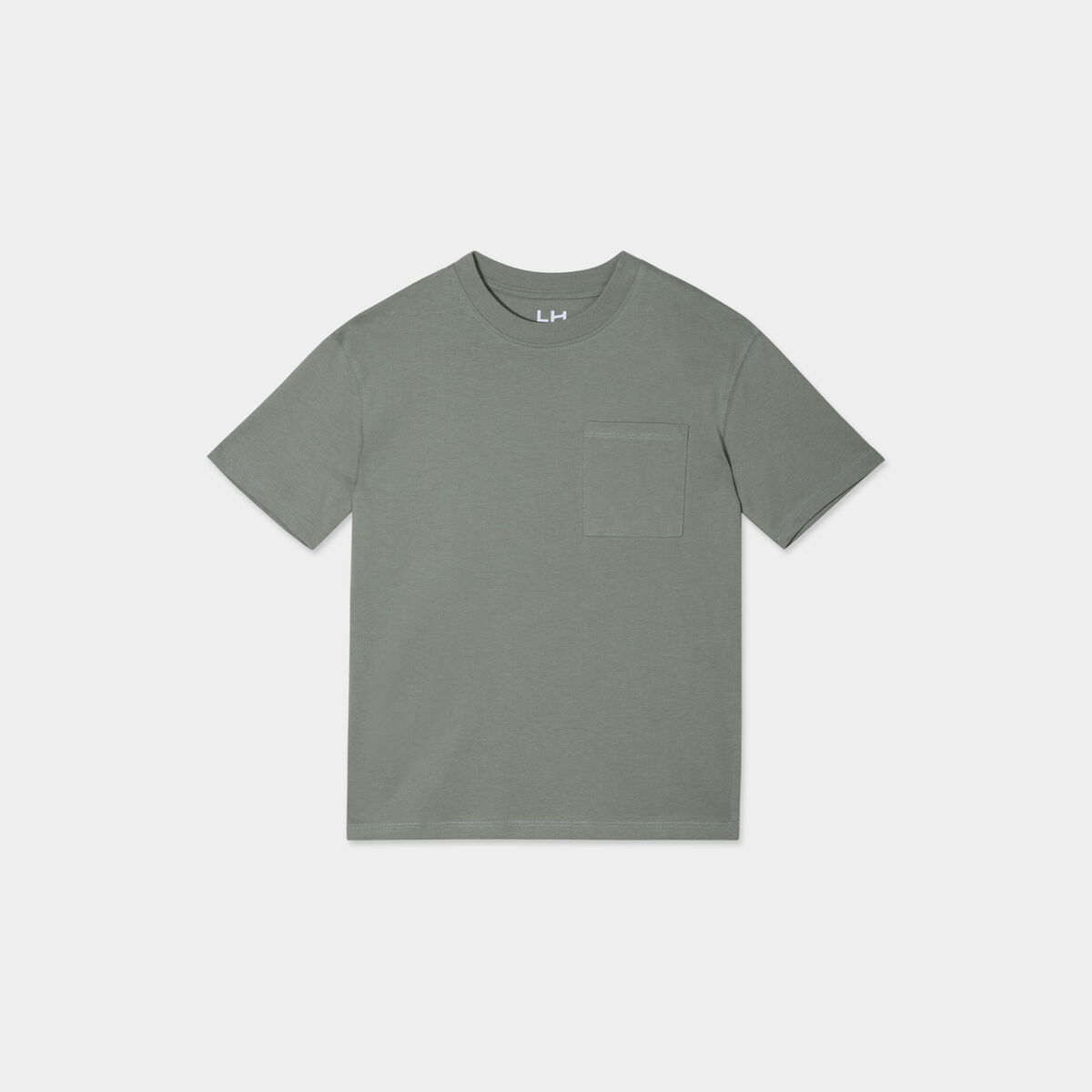 T-shirt oversize 1 poche manches courtes vert kaki garçon
