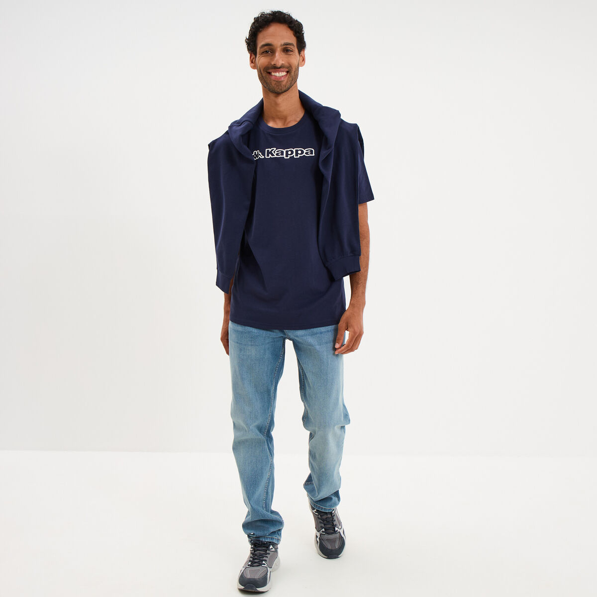 T-shirt avec manches courtes coton Kappa bleu gris homme
