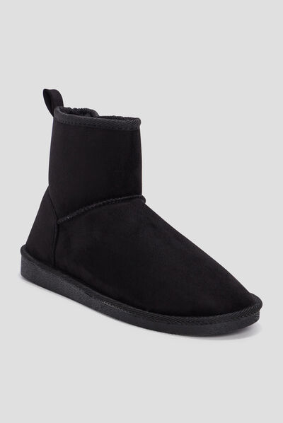 Bottines fourrées plates noir femme
