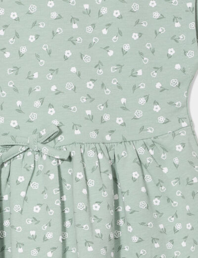 Robe patineuse manches courtes vert pastel bébé fille