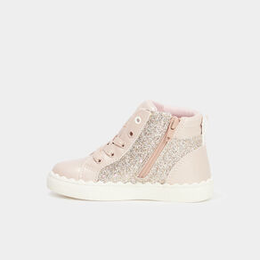 Baskets montantes pailletées Creeks rose clair fille