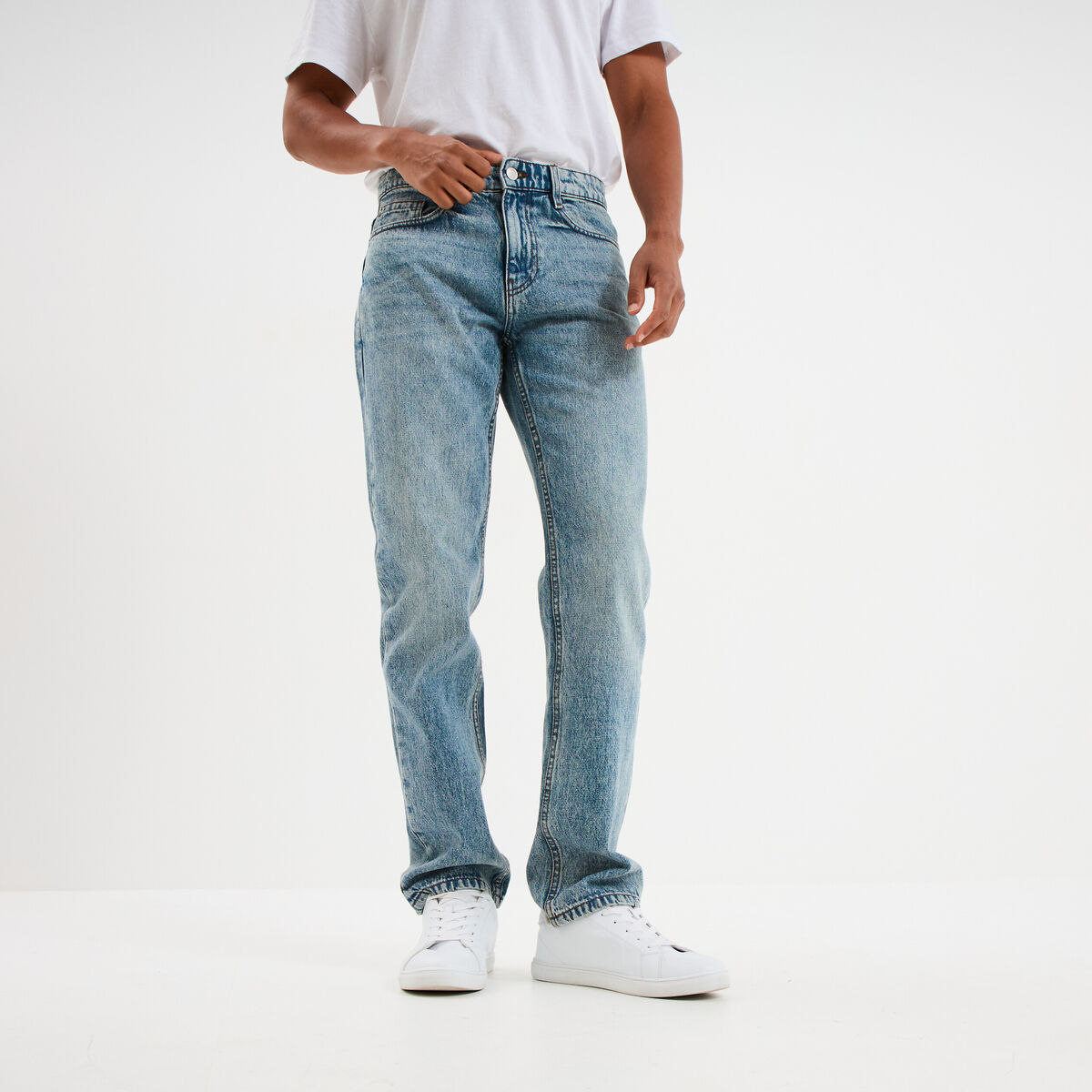 Jeans regular 5 poches coton denim double stone homme