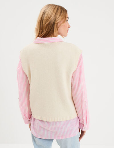 Gilet sans manches col en V blanc femme