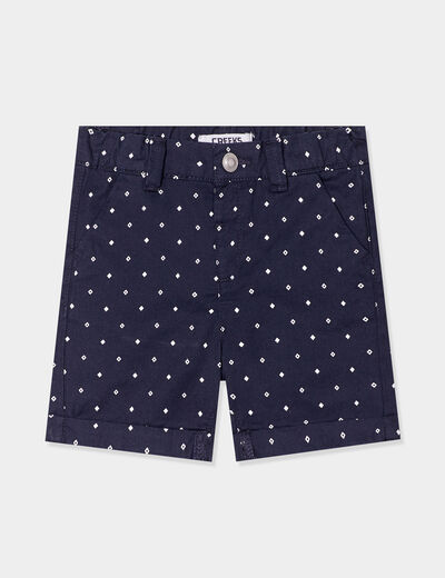 Short droit taille élastiquée coton bleu marine bébé garçon